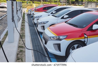 Electric car charging station in Korea