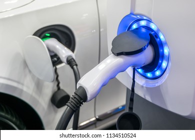 Electric Car in Charging Station new technology new innovation Future energy