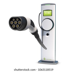 Electric Car charging station plug Type 2 Mennekes Europe white background - Shutterstock ID 1063118519