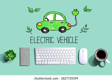 Electric Car With A Computer Keyboard And A Mouse