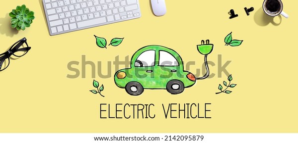 Electric car\
with a computer keyboard and a\
mouse