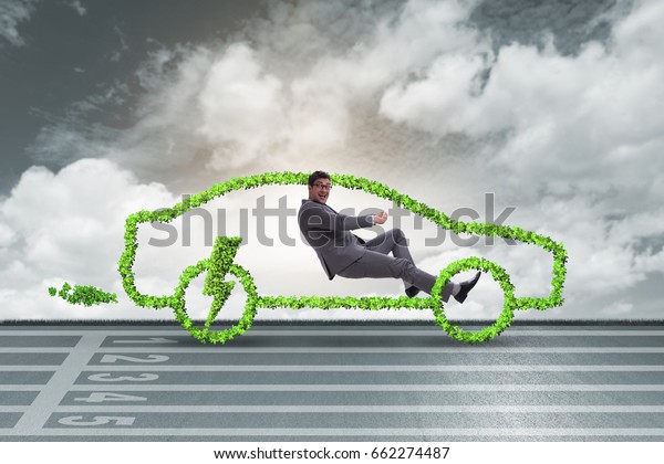 Electric car\
concept in green environment\
concept