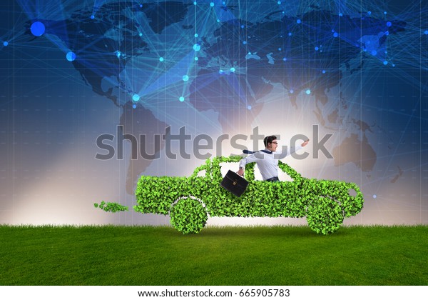 Electric car\
concept in green environment\
concept