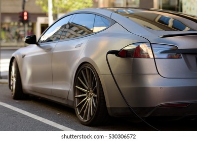 Electric car getting charged