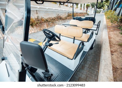Electric car or golf buggy cart for transporting tourist at hotel area