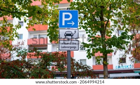 electric car loading and parking sign in germany