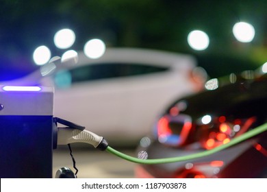 Electric Car Photo In UK With Blurry Background