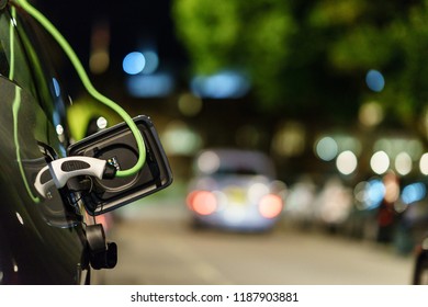 Electric Car Photo In UK With Blurry Background