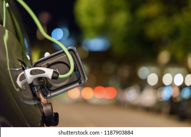 Electric Car Photo In UK With Blurry Background