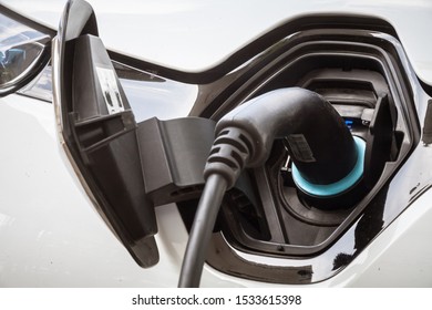 Electric car plug during charging