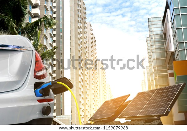 Electric car renewable clean energy the future and\
solar cell