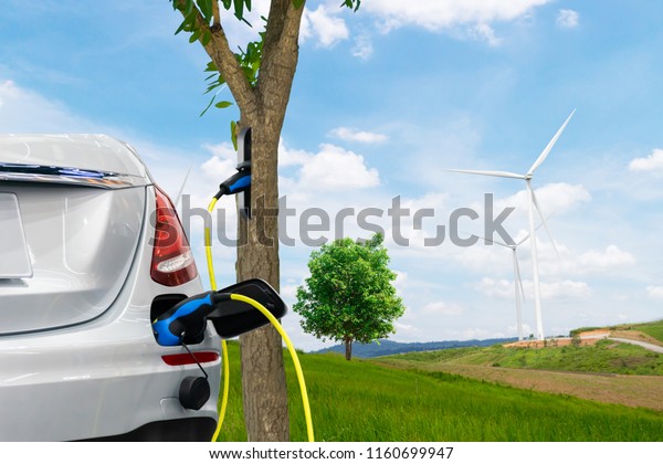 Electric car renewable clean energy the\
future tree\
environment