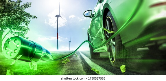 Electric Car  Transportation Future (3D Rendering)