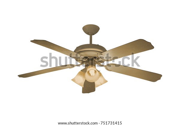 Electric Ceiling Fan Isolated On White Objects Interiors Stock
