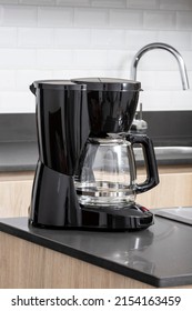 A Electric Coffee Maker Black In The Kitchen