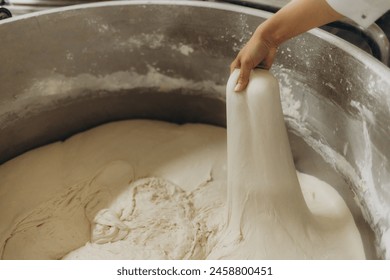 Electric dough mixer machine at the kitchen of bakery. It is mixing sourdough. - Powered by Shutterstock