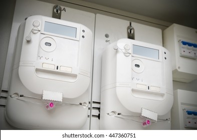 Electric Energy Meter. Pair Of Electrical Units In Box