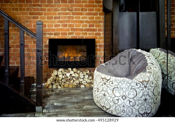 Electric Fireplace Living Room Stock Photo Edit Now 495128929