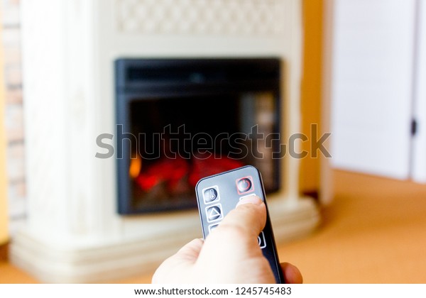 Electric Fireplace Remote Control Stock Photo Edit Now 1245745483