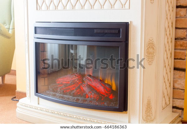 Electric Fireplace Room Hotel Motel Stock Photo Edit Now 664186363