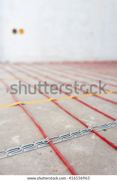 Electric Floor Heating System Installation New Stock Photo