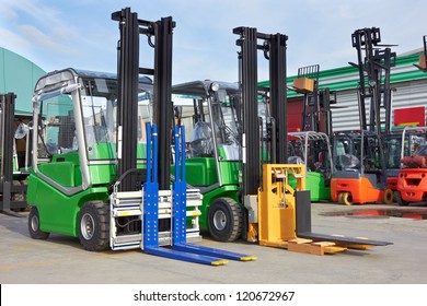 Electric Forklift Stackers In A Row