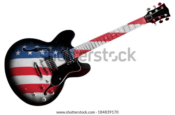 Electric Guitar American Flag Isolated On Stock Photo 184839170 ...