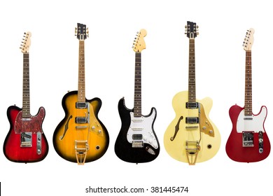 electric guitars isolated on white background