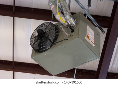 Electric Heater Suspended Under Ceiling Warehouse Stock Photo ...