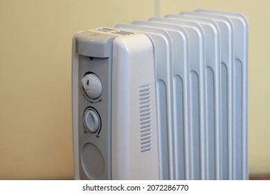 Electric Heating Radiator. Technique. Fragment, Close-up.