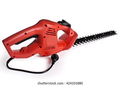 Electric Hedge Trimmer Isolated On A White Background