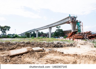 Electric High Speed Rail Way In The City.
Rail Road Train Way During Construction For Transportation. Reduce Traffic Jam. Bangkok, Thailand. - Image 