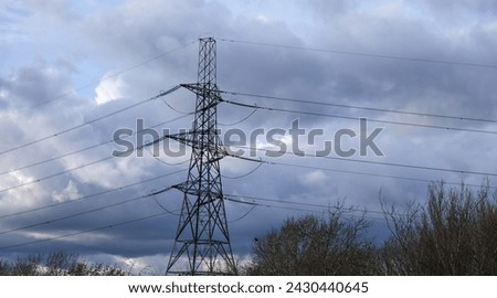 Electric High Voltage Tower Power Structure Urban Landscape