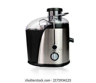 Electric juicer isolated on white background. Modern appliances for the kitchen.