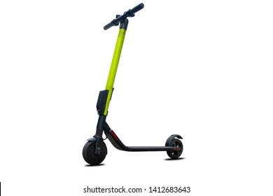 Electric kick modern scooter isolated on white background. Eco alternative transport concept.