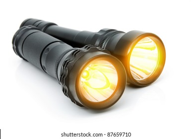 Electric LED Torches Isolated On A White Background