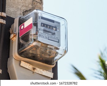 Electric meter with copyspace backdrop