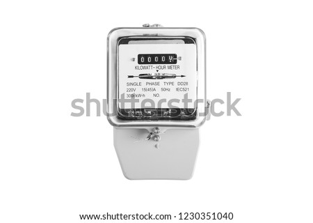 Electric meter power tool isolated from white background.