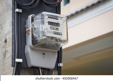 Electric Meters At Pole, Outdoor