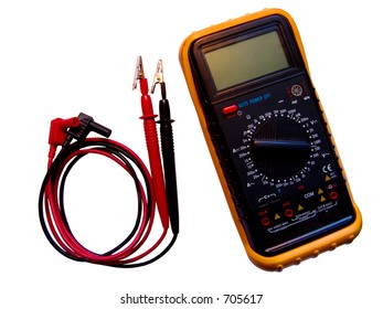 An electric multimeter isolated on white - Shutterstock ID 705617