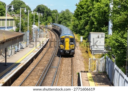 Electric multiple unit train at Battle Railway Station in Battle, East Sussex, England, United Kingdom