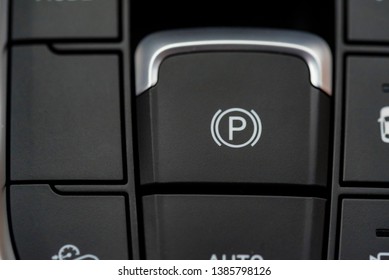 Electric Parking Brake In Modern Car Close