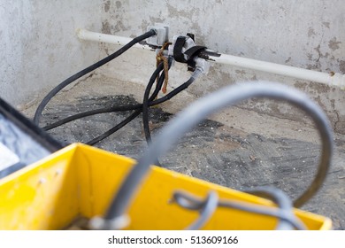 Electric pipe freezing unit with heating pipe. Changing radiators for a new one with freezing pipes. Close up look. 