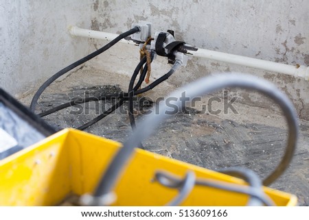 Electric pipe freezing unit with heating pipe. Changing radiators for a new one with freezing pipes. Close up look. 