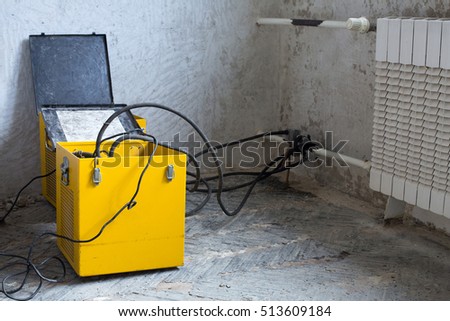 Electric pipe freezing unit with heating. Changing radiators for a new one with freezing pipes. 