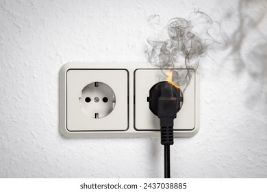 Electric Plug and Socket with Smoke and Fire