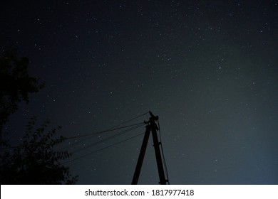 Electric Pole Night Star Sky