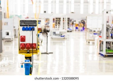 Electric Power Distribution Unit Plug Cable For Server Computer In Modern Interior Of Data Center.