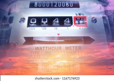 Electric power meter measuring power usage. Watt hour electric meter measurement tool.