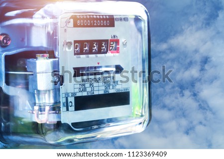Electric power meter measuring power usage. Watt hour electric meter measurement tool.